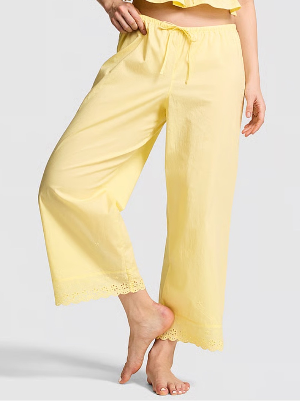 New! Frankie’s Bikinis x PINK Shira Pale Yellow Cotton Lounge Pants 40041